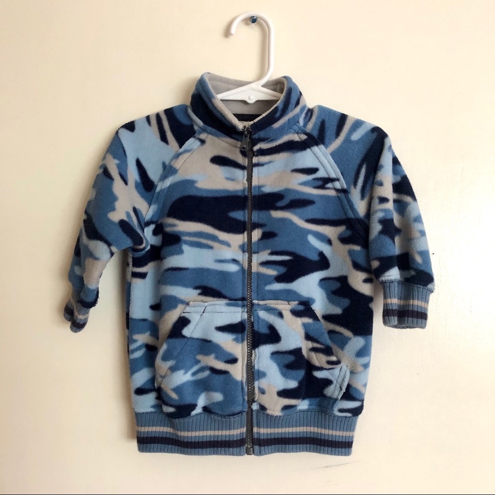 Carter’s Baby Fleece Zip Up Jacket Boy Light Blue Gray Camo size 12 months